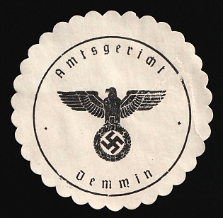 1933-1945 Demmin District Court Third Reich Nazi Germany Mail Seal