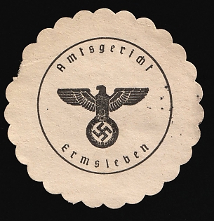 1933-1945 Ermsleben District Court Third Reich Nazi Germany Mail Seal