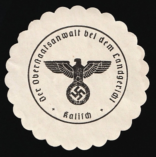 1933-1945 Kalisch The senior public prosecutor at the regional court Third Reich Nazi Germany Mail Seal