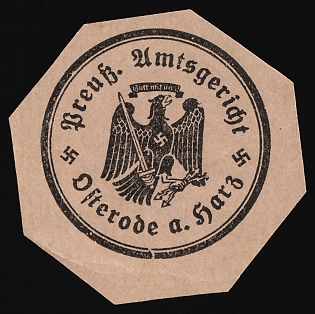 1933-1945 Osterode District Court Third Reich Nazi Germany Mail Seal