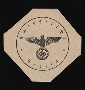 1933-1945 Berlin District Court Third Reich Nazi Germany Mail Seal