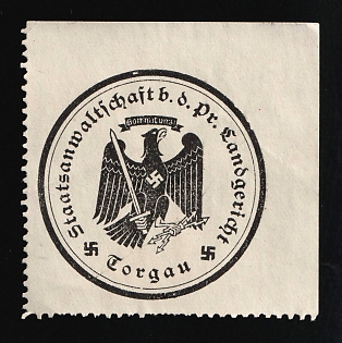 1933-1945 Torgau Public prosecutor b. d. Pr. Regional Court Third Reich Nazi Germany Mail Seal