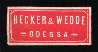 'Becker and Wedde', Odessa, Commercial Mail Seal Label, Russian Empire Cinderella, Ukraine