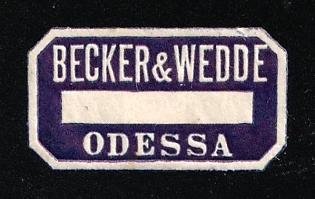 'Becker and Wedde', Odessa, Commercial Mail Seal Label, Russian Empire Cinderella, Ukraine