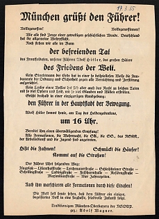 1933-45 'Munich Welcomes the Fuhrer', Third Reich, Germany, Leaflet