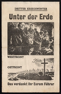 1933-45 'Third War Winter. You Owe This to Your Fuhrer', Third Reich, Germany, Anti-Nazi Leaflet