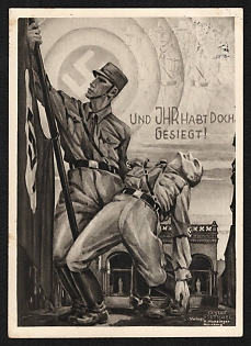 1937 'And You Have Won After All!' Nazi Propaganda Postcard