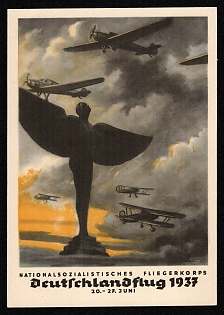 1937 'National Socialist Air Corps Germany Flight 1937' Nazi Propaganda Postcard