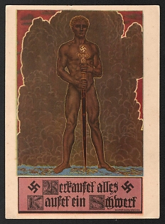 1933-1945 'Berkaufef, All Buyers a Weapon' Nazi Propaganda Postcard