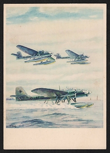 1933-1945 'Heinkel Maritime Multi-Purpose Aircraft He 115 with Twin BMW 132 Engines' Airplane Nazi Propaganda Postcard