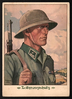 1933-1945 'Customs Border Patrol' Army Military Nazi Propaganda Postcard