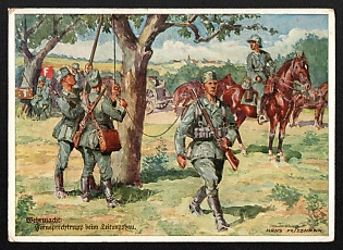 1938 'Wehrmacht Telephone Troop Building a Line' Army Military Nazi Propaganda Postcard