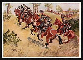 1933-1945 'Cavalry March' Army Military Nazi Propaganda Postcard