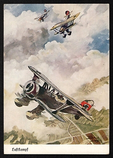 1933-1945 'Aerial Combat' Army Military Nazi Propaganda Postcard