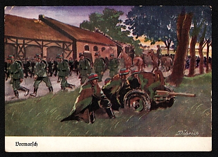 1933-1945 'Advance' Army Military Nazi Propaganda Postcard