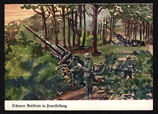 1933-1945 'Heavy Artillery in Firing Position' Army Military Nazi Propaganda Postcard