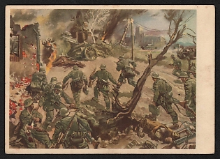 1942 'Assaulting Infantry' Army Military Nazi Propaganda Postcard