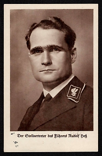 1938 'The Fuhrer's Deputy, Rudolf Hess' Rudolf Hess Nazi Propaganda Postcard