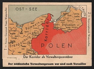 1933-1945 'The East German Administrative Area Before and After Versailles' Nazi Propaganda Postcard