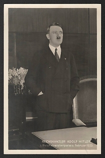 1933 'Reich Chancellor Adolf Hitler in the Reich Chancellor's Palace, February 1933' Adolf Hitler Nazi Propaganda Postcard