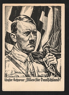 1938 'Our Black Everything for Germany!' Adolf Hitler Nazi Propaganda Postcard