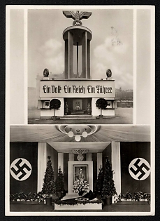 1938 'The Fuhrer's Pavilion of Honor' Adolf Hitler Nazi Propaganda Postcard