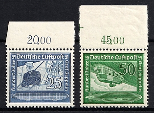 1938 Third Reich, Germany, Airmail (Full Set, Margins, Plate Numbers)