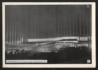 1936 'Official Roll Call on the Zeppelin Meadow. Reich Party Rally 1936' Nuremberg Rallies Reich Party Day (Reichsparteitag) Nazi Propaganda Postcard