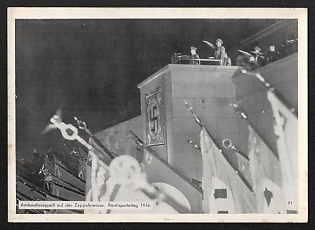 1936 'Official Roll Call on the Zeppelinwiese. Reich Party Rally 1936' Nuremberg Rallies Reich Party Day (Reichsparteitag) Nazi Propaganda Postcard