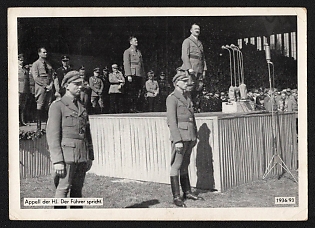 1936 'Roll Call of the Hitler Youth. The Fuhrer Speaks' Nuremberg Rallies Reich Party Day (Reichsparteitag) Nazi Propaganda Postcard