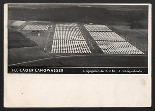 1935 'Hj.-Langwasser Camp. Released by Rlm. 3 Schlagenhaufer' Nuremberg Rallies Reich Party Day (Reichsparteitag) Nazi Propaganda Postcard