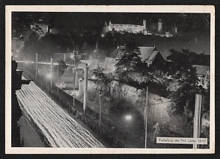 1938 'Torchlight Procession of the Pol. Leaders' Nuremberg Rallies Reich Party Day (Reichsparteitag) Nazi Propaganda Postcard