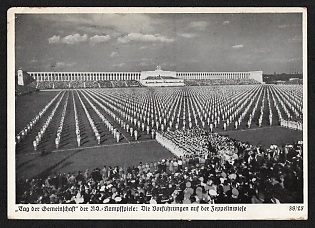 1938 ''Day of Community' of the Nazi Combat Games the Demonstrations on the Zeppelin Meadow' Nuremberg Rallies Reich Party Day (Reichsparteitag) Nazi Propaganda Postcard