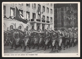 1933-1945 'Political Leaders in Front of the Fuhrer at the German Court' Nuremberg Rallies Reich Party Day (Reichsparteitag) Nazi Propaganda Postcard