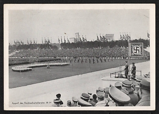 1938 'Roll Call of the Reich Labor Service' Nuremberg Rallies Reich Party Day (Reichsparteitag) Nazi Propaganda Postcard