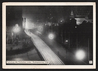 1936 'Torchlight Procession of the Political Leaders. Reich Party Rally 1936' Nuremberg Rallies Reich Party Day (Reichsparteitag) Nazi Propaganda Postcard