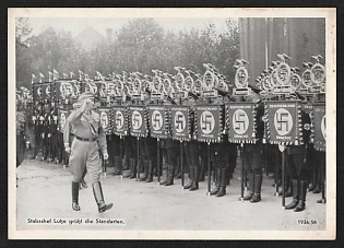 1936 'Chief of Staff Lute Salutes the Standards' Nuremberg Rallies Reich Party Day (Reichsparteitag) Nazi Propaganda Postcard
