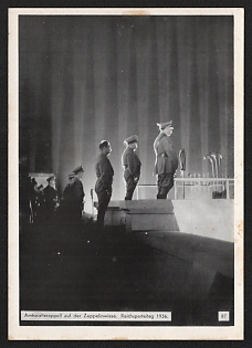 1936 'Official Roll Call on the Zeppelinwiese. Reich Party Rally 1936' Nuremberg Rallies Reich Party Day (Reichsparteitag) Nazi Propaganda Postcard