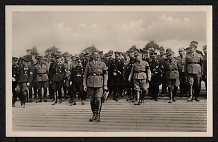 1933 'Reich Party Rally in Nuremberg 1933. The Fuhrer with His Staff Upon Arrival at the Luitpoldhain' Nuremberg Rallies Reich Party Day (Reichsparteitag) Nazi Propaganda Postcard