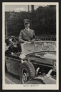 1938 'Our Fuhrer!' Nuremberg Rallies Reich Party Day (Reichsparteitag) Nazi Propaganda Postcard