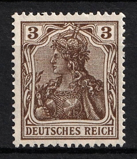 1918 3pf German Empire, Germany (Signed)