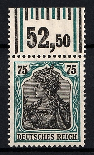 1918-19 75pf German Empire, Germany (Signed, Margin, Plate Number)