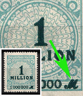 1923-24 1Mio Weimar Republic, Germany ('M' Thick and Large in the Box)