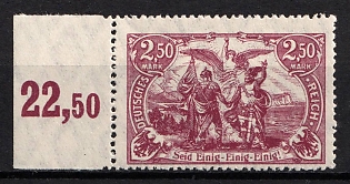 1920 2.50m Weimar Republic, Germany (Signed, Margin, Plate Number)