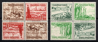 1937 Third Reich, Germany, Tete-beches, Se-tenants, Zusammendrucke, Blocks of Four