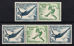 1936 Third Reich, Germany, Se-tenants, Zusammendrucke
