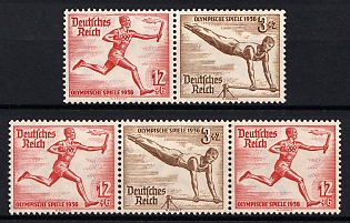 1936 Third Reich, Germany, Se-tenants, Zusammendrucke