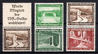 1936 Third Reich, Germany, Tete-beches, Se-tenants, Zusammendrucke