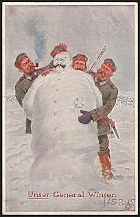 1914-1918 Germany, Anti-Russia Propaganda, 'Our General Winter', WWI Caricature Postcard