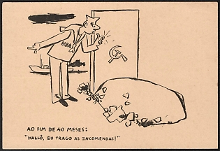 1933-1945 Germany, German Emabassy in Lisbon, Anti-Allies (Anti-Soviet Russia) Propaganda, 'After 40 Months Hallo, I Bring the Orders!', WWI Caricature Postcard